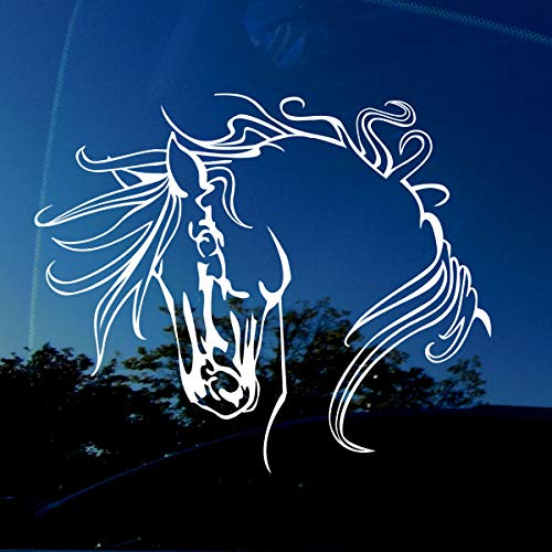 Horse Decal- Wild Mane Horse- Left- X Large 10.2  x 8.5  Inches- Beautiful Equestrian- I Love My Horse Vinyl Bumper Sticker Decal Car Truck Window Trailer Wall.