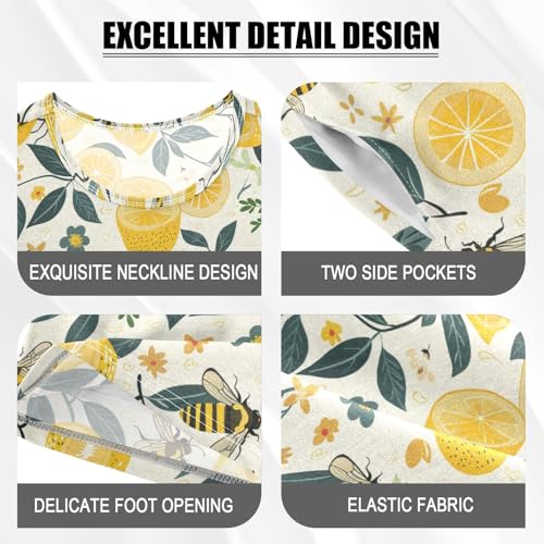 ALAZA Lemon Bee Pajama Set Short Sleeve Sleepwear Soft Lounge Nightwear4