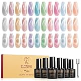 ROSALIND UV Nagellack Cat Eye,12 Farben Nude Rosa Violett Blau Grün Silber Kristalle Magnetisch Gel Nagellack Katzenauge mit Magnet, Soak Off Mini Gel Nail Polish Cateye für Nail Art Maniküre