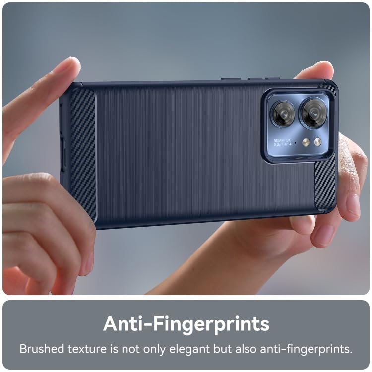 Image of NPRC Hybrid Ultra Slim Protective Case TPU Non-Slip Carbon Fiber Texture Shockproof Case Cover for Moto Edge 40 - Blue