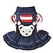 VILLCASE Vestido de Perro Vaquero a Rayas Oso de Peluche Cowboy Perritos Ropa Trajes Princesa Tutú Falda Pequeña Mascota Monos Mono para Cachorro Gato Disfraces Talla M Rojo