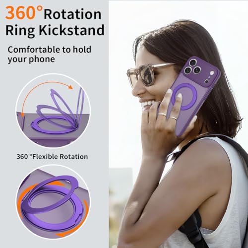Image of Magnetic Case for iPhone 17 Pro Max With Magnetic Ring Stand, [Compatible with Magsafe] [Military Grade Drop Protection] Shockproof Phone Cover for iPhone 17 Pro Max Full Camera Protection 6.9 inch Purple