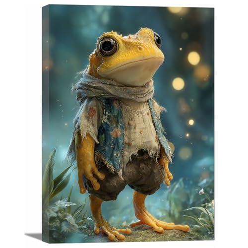 Poster grenouille jaune impression d'art sur toile moderne et déco murale amusante 40x60
