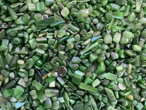 Image of GAF TREASURES 2 oz Lot Natural Semi Nephrite Jade Tumbled Gemstone Chips, Crushed Mini Crystals, Undrilled Crystal Chips (Nephrite Jade)