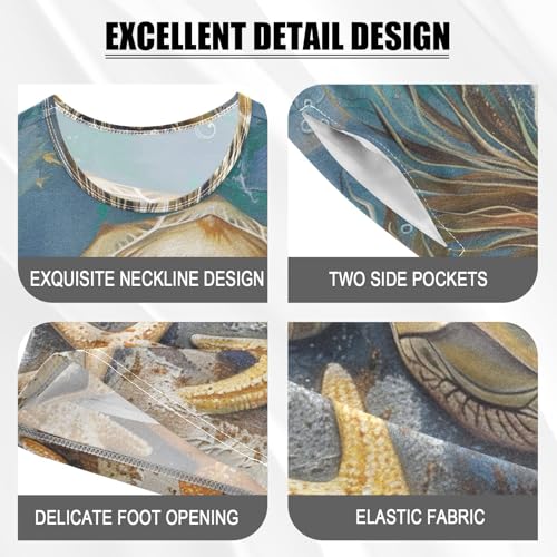 ALAZA Turtle Starfish Pajama Set Short Sleeve Sleepwear Soft Lounge Nightwear4