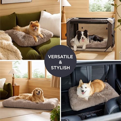 BEDSURE Flauschiges Hundebett Grosse Hunde - 104x69x8 cm Hundebett waschbar für große Hunde, rutschfeste Unterseite, plüsch Hundekissen, Kamel