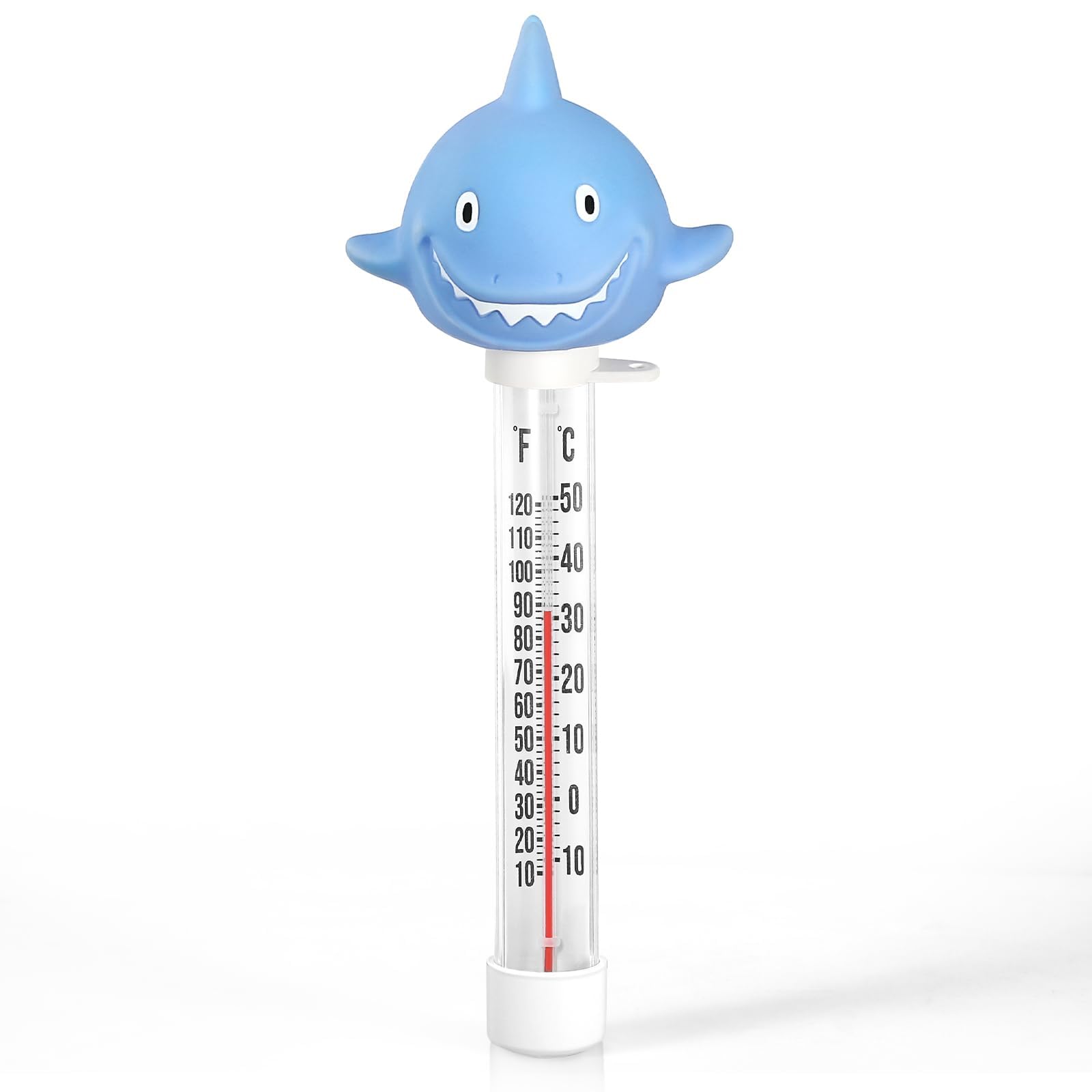 Pool Thermometer Floating, Water Temperature Thermometer with String, Large Size Easy Read & Shatter Resistant Pool Accessories for Outdoor & Indoor Swimming Pool, Spa,Ice Bath and Hot Tub (Shark)