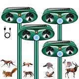 4 Pack Upgraded Sonic Fortress Pro Deer Repellent Cat Deterrent Outdoor Solar Ultrasonic Animal Repeller with Motion Sensor for Skunk Rabbit Raccoon Squirrel Fortress Pro for Yard Garden