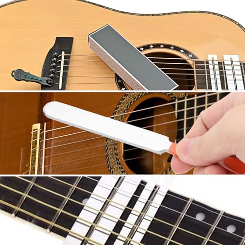 Professional Guitar Luthier Tool Set, Stainless Steel Guitar Fret Coronation File, Grindstone, Fingerboard Protection - Image 3