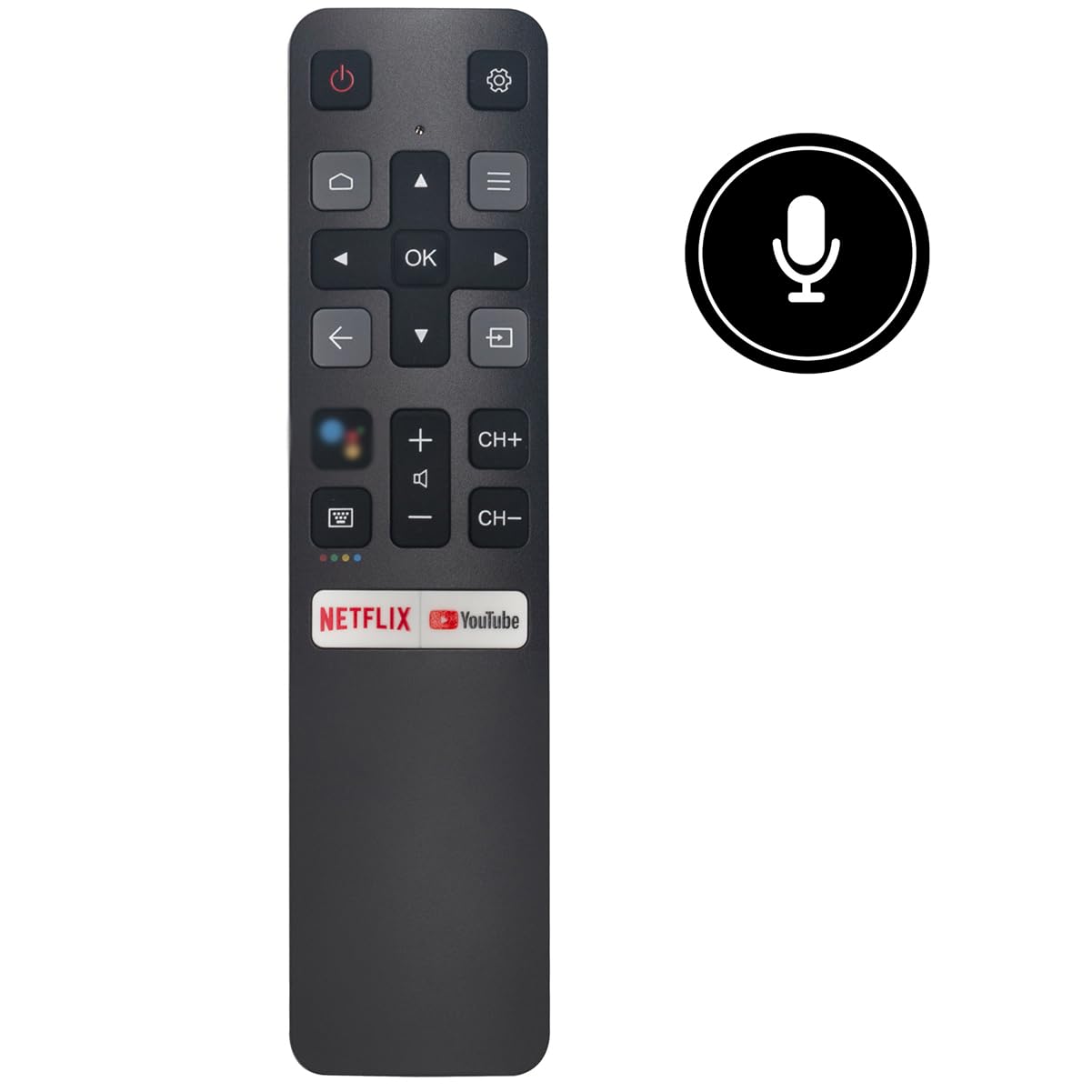 Voice Replacement Remote Control Applicable for TCL TV 40S330 32S330 75S434 43S434 50S434 55S434 65S434 70S434 43P30FS 49P30FS 32P30S 55EP680 40S6510FS 65Q637 55Q637 55S430 65C825 40S334 40S6500FS