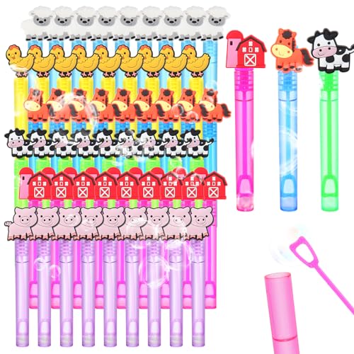 48 Pieces Farm Animal Party Supplies Bubble Wands Barnyard Animal Cow Rodeo Birthday Party Supplies,Goodie Bag Stuffers Classroom Prizes
