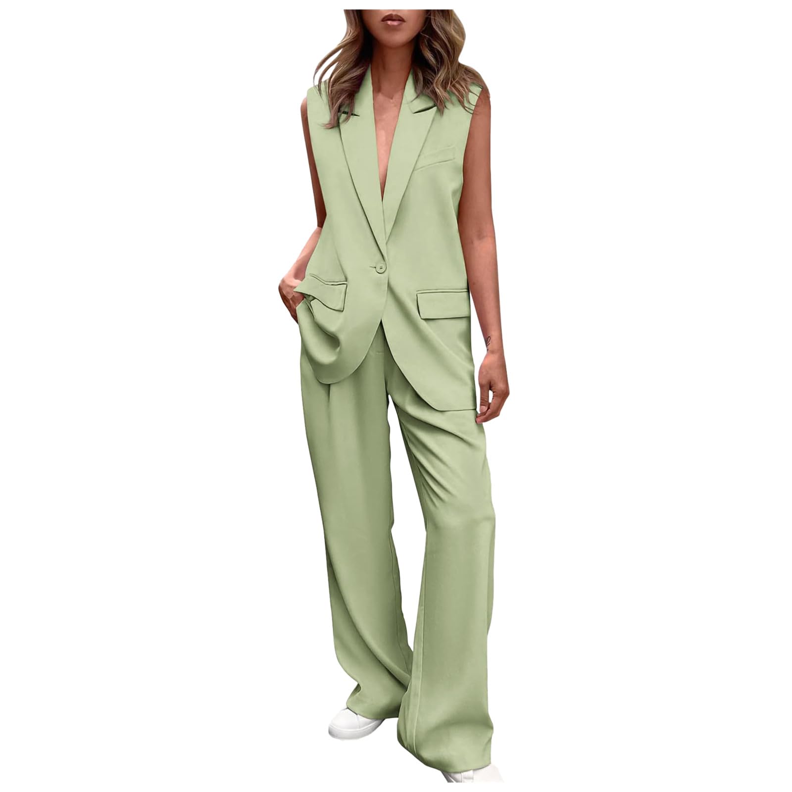 Générique Tailleurs Femme Vetement Chic Ensemble Tunique Pantalon Tenue Et Elegant Tailleur Haut Fluide Costume 3 Pieces Veste Grande Taille Noire Travail Mariage Pour Blazer Noir Tailleurs-Jupes