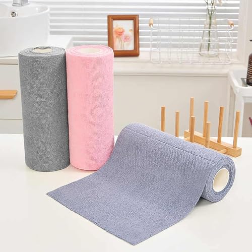Image of SAMEZONE Reusable Kitchen Towel Roll - 2000 Times Washable 25x25 cm - Tear-Away Cleaning Rags for Home, Kitchen Surfaces, Garage & Auto Detailing Car, Dishes Cleaning Towels 20 Pack (2, Grey)