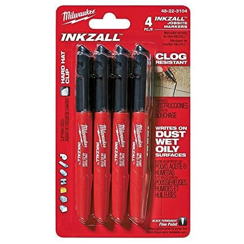 48-22-3104 Inkzall Point Marker, Fine, Black, 4-Pack