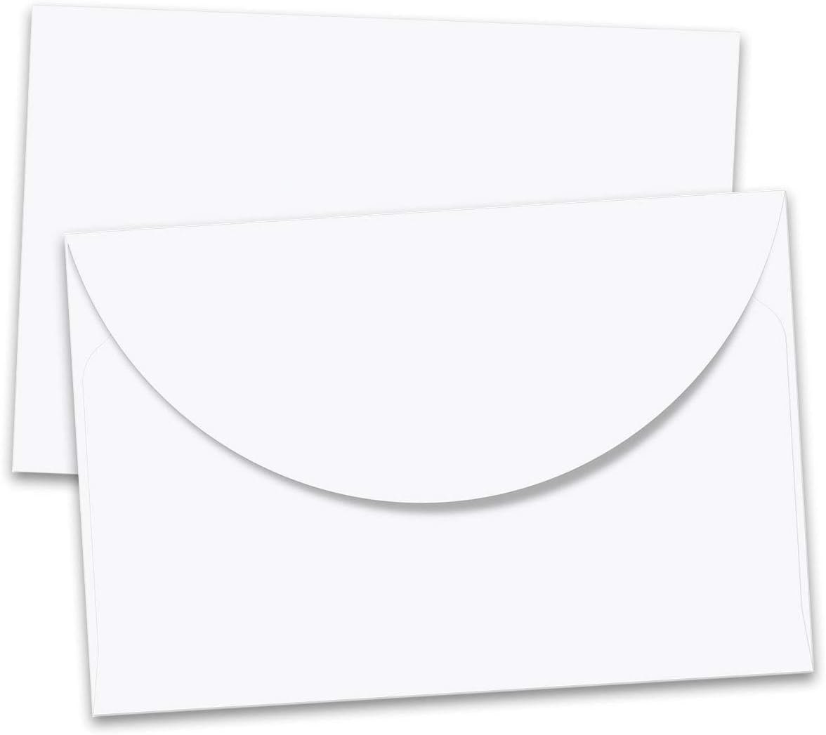 PaperDirect White Perfectly Plain Crescent Envelopes, 24 lb Cover Stock, 5 3/4 x 8 3/9, Pack of 50