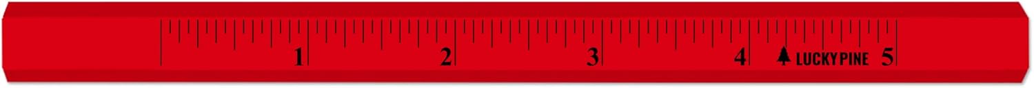 Red Lead Carpenter Pencils, Construction Woodworking Pencils with Printed Ruler, Made in USA (24 pencil set)