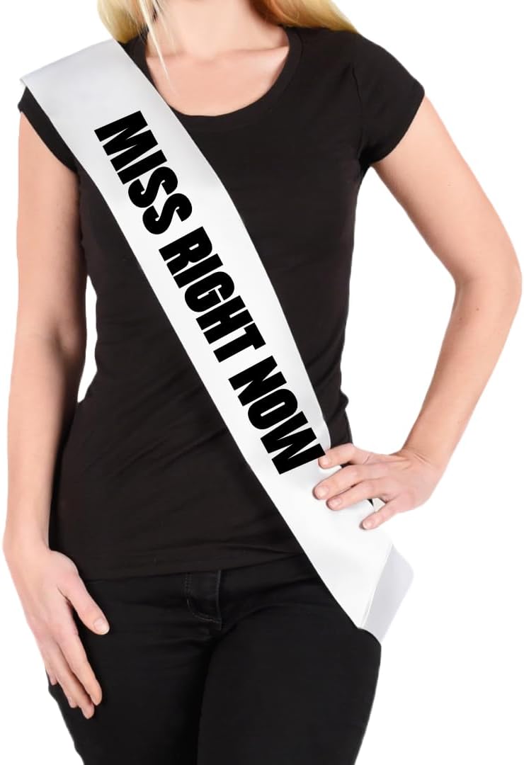 Custom Satin Obsessed Sash for Women. Customizable White Sashes for Special Occasions (Miss Right Now)