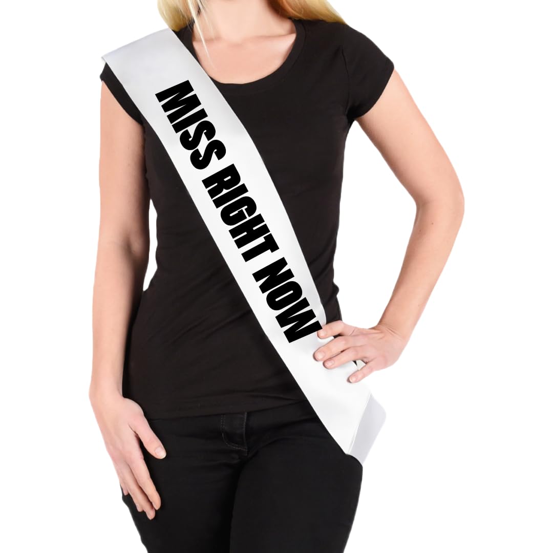 Custom Satin Obsessed Sash for Women. Customizable White Sashes for Special Occasions (Miss Right Now)