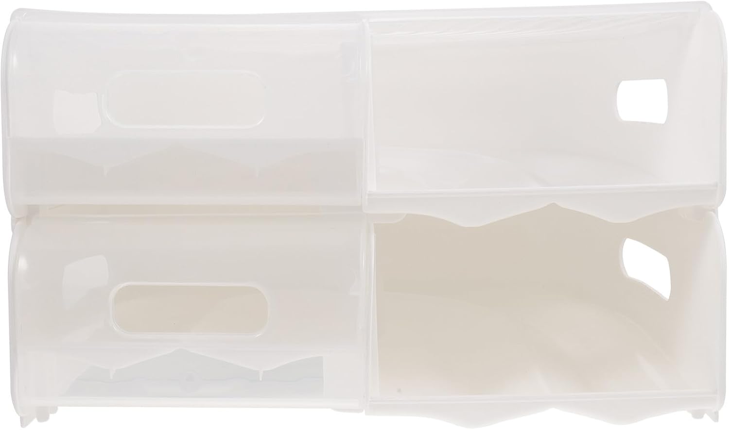 Homoyoyo Fridge Egg Box with Lid 2-layer Rotating Automatic Rolling Egg Storage Organizer Tray for Refrigerator Semi-white Cover Holder for Kitchen Storage