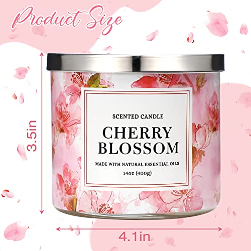 Spring Candle Cherry Blossom Scented Candle 3 Wicks Large Jar, 14 Oz #TOP2
