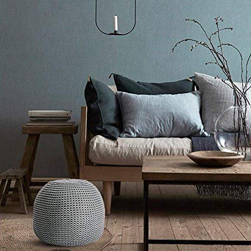 Pouf repose-pieds gris foncé 44x33 cm tricoté main lavable - 4