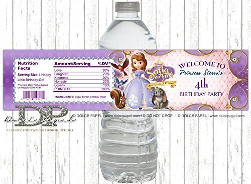 PERSONALISED FROZEN WATER BOTTLE LABELS BIRTHDAY CHILDREN PARTY FAVOURS PRINCESS