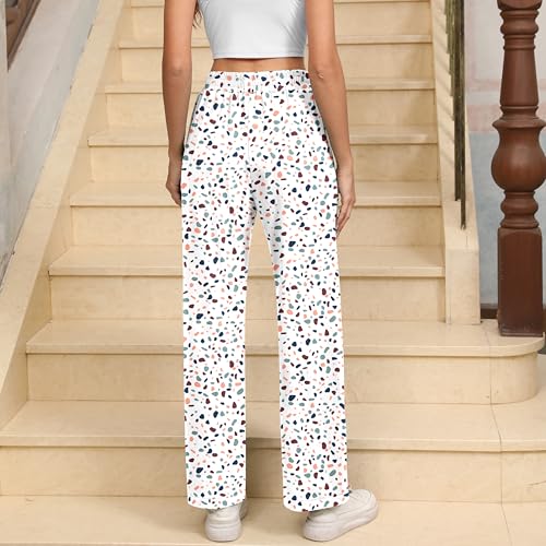 Women's High Waisted Loose Wide Leg Long Casual Pants Fashion Casual Flowy Pants Floral4