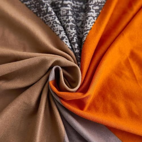 Image of Digital Print Sofa Cover Fully Covered 5 Seater Sofa Cover Non-Slip Sticky Elastic Stretchable Sofa Set Slipcover, 5 Seater (3+1+1) (Orange Check)