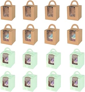 24 sztuki pudełek na prezenty na babeczki, papierowe pudełka do pieczenia ciast, uchwyt na tort pudełko na prezent, duże pudełka na babeczki z przezroczystym oknem, do pakowania babeczek, muffinek, ślub, Boże Narodzenie, przyjęcie urodzinowe