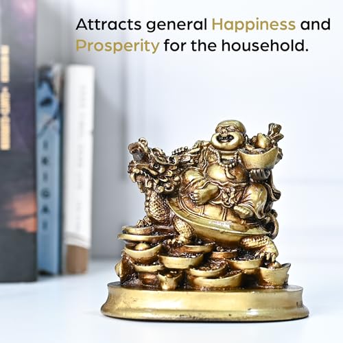Image of ZAICUS Laughing Buddha Sitting on Dragon Tortoise - Symbol of Wealth, Prosperity & Good Luck - Decorative Feng Shui Figurine for Home, Office, or Meditation Space - Unique Gift and Fortune