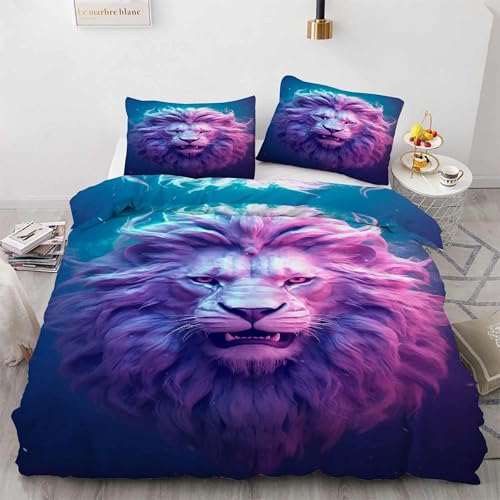 Housse de Couette 200x200 Animaux Lion pour une décoration de chambre sauvage - 4