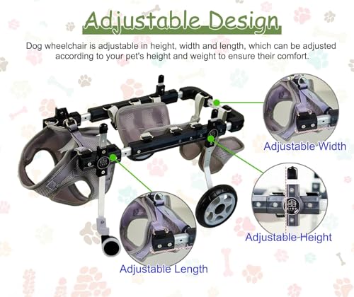 Chariot de mobilité pour chien réglable et chat handicapé - 3