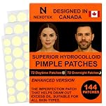 Premium Pimple Patches for Face – 144 Hydrocolloid Spot Cover Patches in 2 Sizes (9mm & 12mm) – Invisible Blemish Patches (Daytime & Night-Time), Oil-Absorbing, Non-Irritating, Vegan, Designed in Canada