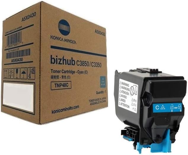 Amazon Com Konica Minolta Tnp48c A5x0430 Bizhub C3350 C3850 Toner Cartridge Cyan In Retail Packaging Office Products