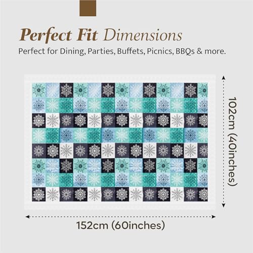 Image of Kuber Industries 40x60 Inch PVC Table Cloth 4 Seater | Multipurpose Dining Table Cover /Protector Sheet for Home, Party and Events | Star Print - Green & Blue
