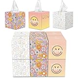 SMILEYWORLD Ultra Soft Taschentücher – 12 Würfelboxen x 48 Blatt (576 Blatt gesamt), 3-lagig – 3 Designs – Taschentuchbox für Zuhause & Büro (Braun, Rosa, Gelb, Weiß, mehrfarbig)
