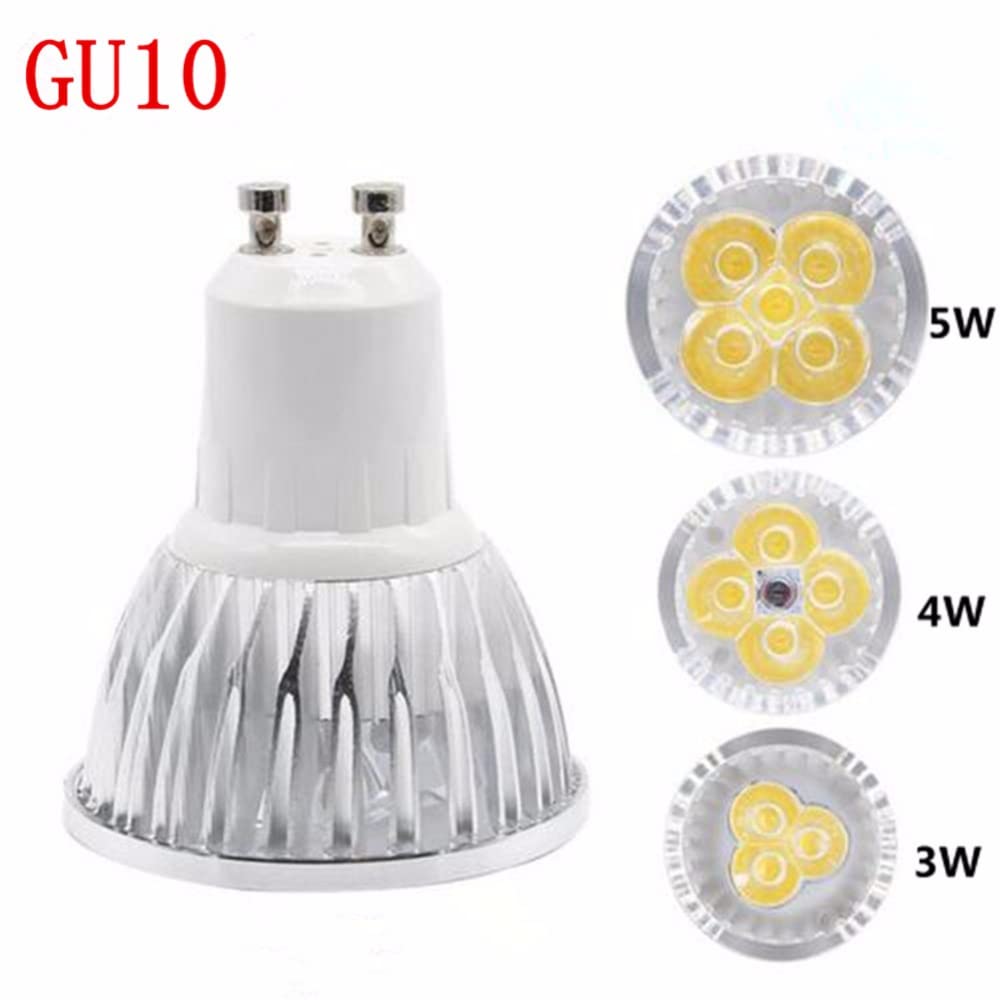 RZL Illuminazione, Confezione da 10 lampadine a LED, AC85-265V GU10 3W/4W/5W, faretto da incasso in lega di alluminio(Cold White,GU10 5W)