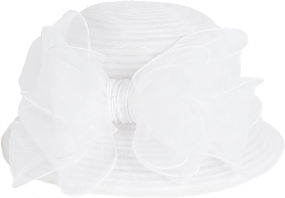 VECRY Lady Derby Dress Church Cloche Hat Bow Bucket Wedding Bowler Hats