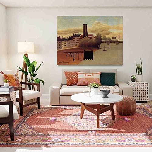 "Uitzicht op de buitenwijken" door Henri Rousseau Schilderij Canvasafdrukken Voor Muur Foto's Thuis Woonkamer Decoratie Moderne Keuken Muurkunst voor Slaapkamer (80x105cm31x41inch, ingelijst) - Image 3