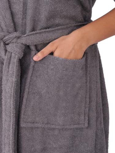 Image of RANGOLI Premium Women's Knee-Length 460 GSM Bamboo Bathrobe in Half Sleeves with 2 Pockets & Belt Closure with Ultra Soft Fabric & Skin-Friendly (Grey-L) | Royal Bamboo