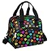 bisibuy Pets Paw Prints Lunch Bag with Pockets Leakproof Insulation Dog Cat Cute Lunch Box Waterproof Cooler Bag with Shoulder Strap