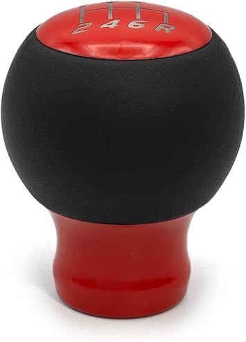 Billetworkz Weighted Fusion Shift Knob with Leather 500g Compatible with Subaru 6 Speed WRX 2015-25 / STI 2004-21, Gloss Red