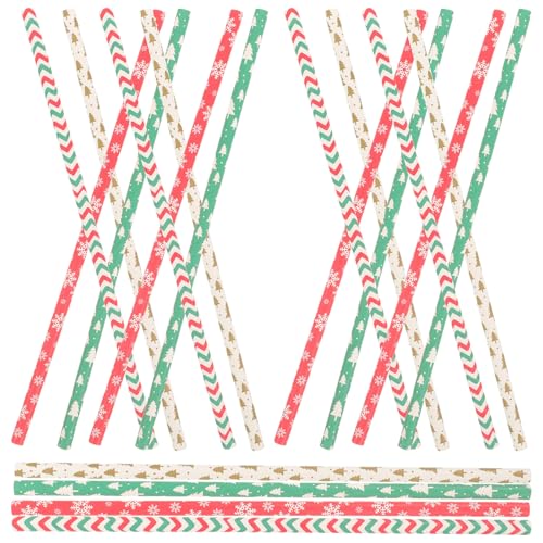 Pitillos de Papel Desechables con Diseño Navideño 200pcs miniatura 1