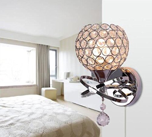 Kiven Modern Luxury Crystal Wall Light Chrome Finish Wall Sconce With One Cable(Mains Plug And On/Off Switch) Lighting Fixture,Pack Of 2 (Silver) #TOP6
