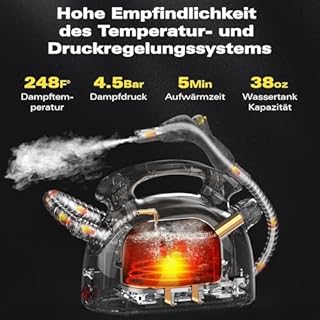 Waitbird Nettoyeur à vapeur,complet avec 21 accessoires, 248 °F haute température, réservoir d'eau de 1,1 litre, adapté pour nettoyer les graisses de four, toilettes, canapés, Tampons pour aspirateurs