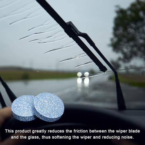 MUQIDA 100 PCS Car Windshield Washer Fluid Tablets, Auto Window Glass Concentrated Tablets Cleaner for Clear Vision, Vehicle Windshield Wiper Fluid Cleaning Solid Effervescent
