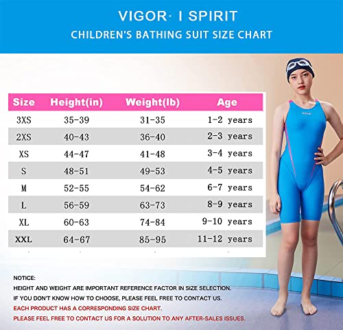 karrack Traje de banho para meninas para esportes e competição de treinamento infantil, Lago azul, 4