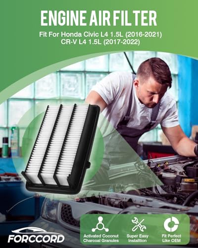 Image of Cabin & Engine Air Filter for 2016-2021 Civic L4 1.5L Turbo Gas | 2017-2022 CR-V L4 1.5L | All Only Gas, Not Hybrid Replace#CF11182 CA12050, Activated Carbon Cabin Filter Car Accessories