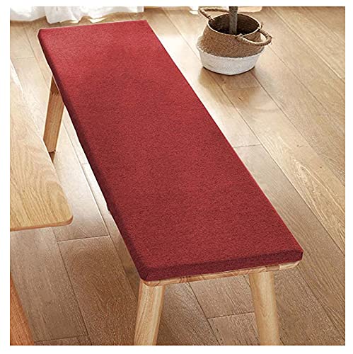 Coussin de banc 3/4 places rectangulaire rouge en mousse 35 x 120 cm pour intérieur