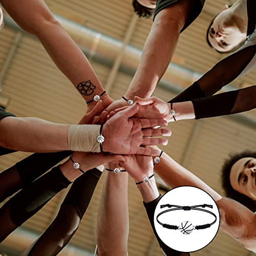 20 Pieces Basketball Bracelets Adjustable Basketball Charm Bracelet Basketball Cord Braided Bracelet With Charms For Graduation Girls Boys Teens Sport Players (Basketball Style With Black Rope) #TOP5